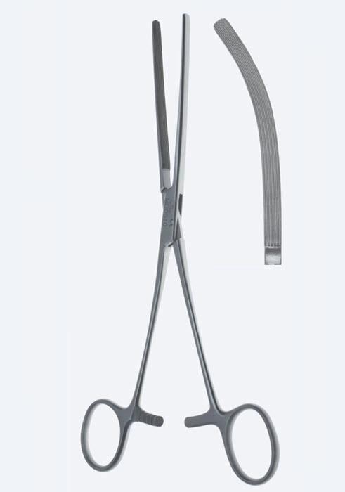 Зажими, хірургічні, "Kocher", кишкові, дуже еластичні, вигнуті, загальна довжина 210 мм, 8 1/4"